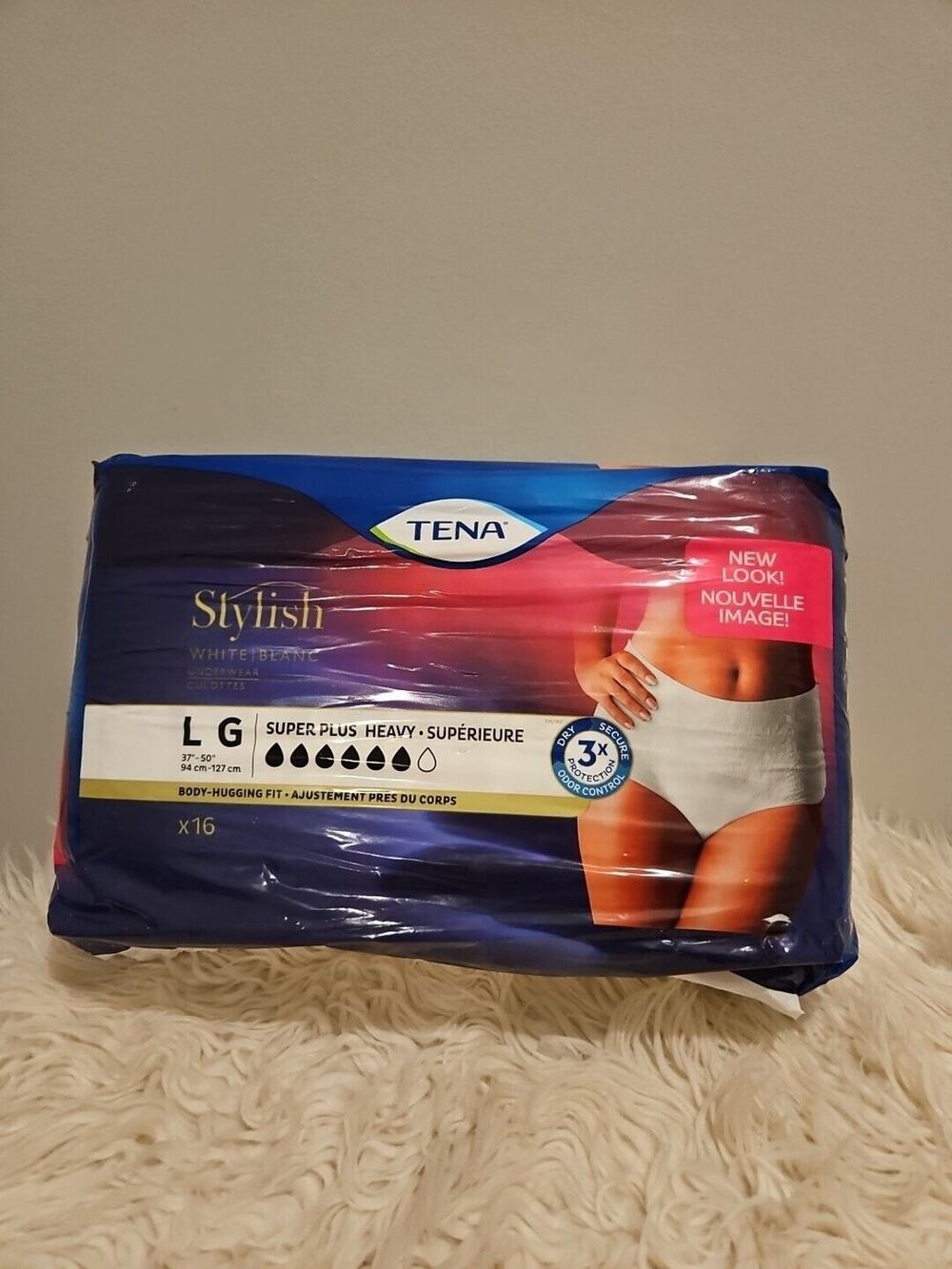 Tena Stylish Blanc, Women's, L G, Large, 16 count, Super Plus Heavy Underwear